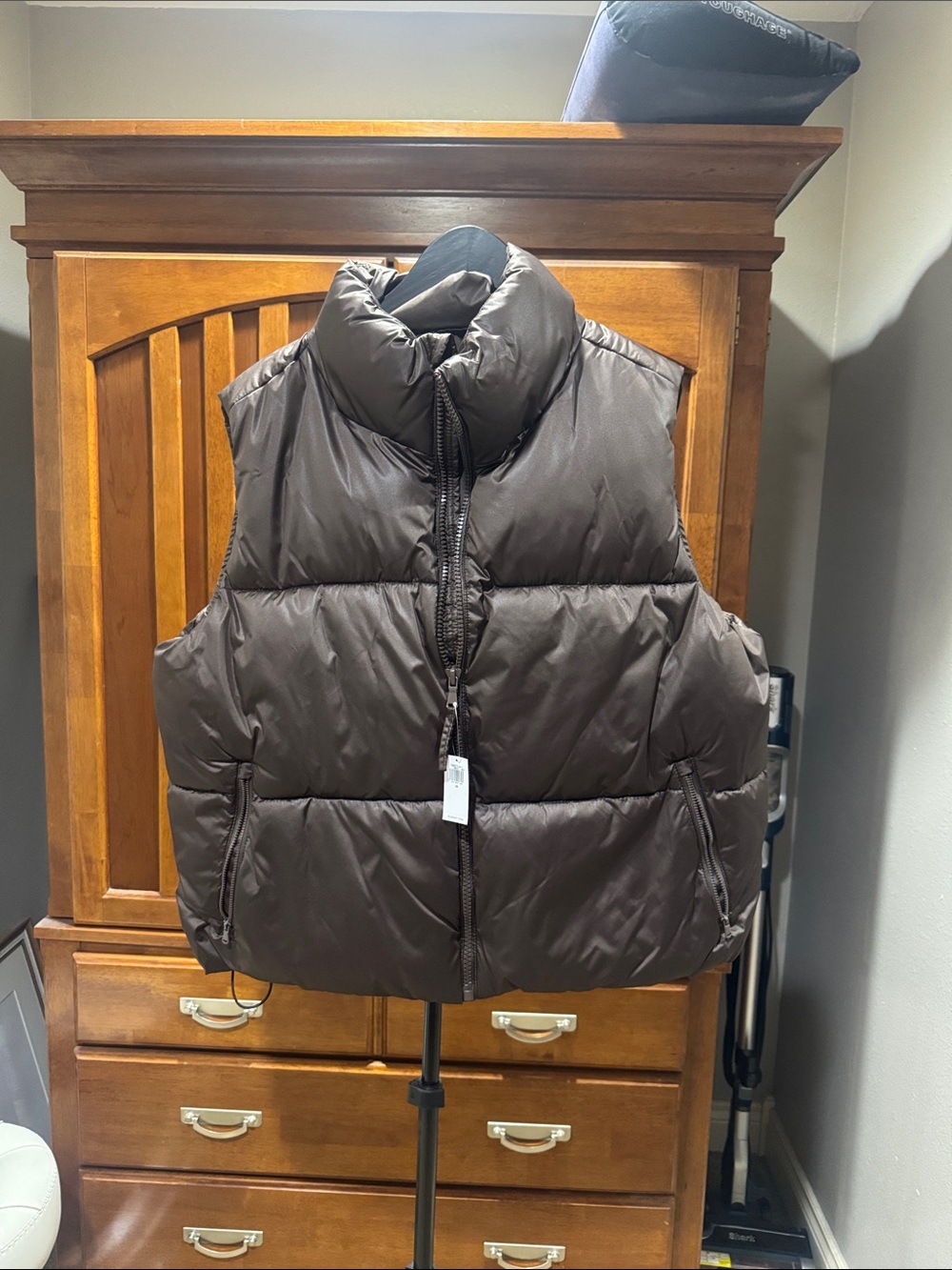 Old Navy Brown Quilted Puffer Vest
